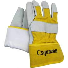 Leather MIG Welding Gloves - Heat Fire Resistant Welding/Grilling/BBQ/FireplaceBlack/Brown/Blue - Gold - View 4
