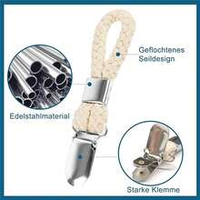 4 pinzas de algodón trenzadas de metal para toallas, pinzas de viaje portátiles para interiores y exteriores, pinzas de secado de toallas - B - Ver 4