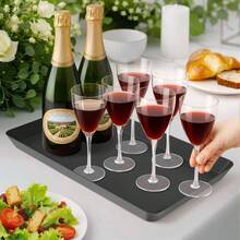 4 Pcs Serving Tray Entertaining, Grilling BBQ Accessories, Serving Platters Snacks, Fruit, Reusable Plastic Trays Serving Food And Pantry Organization In Kitchen Parties - 黑色+4 - 查看 6