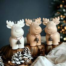 Molde de silicona duradera en 3D con forma de reno, apto para velas navideñas DIY, adornos de yeso perfumado, moldes decorativos y moldes irregulares para manualidades de resina epoxi.