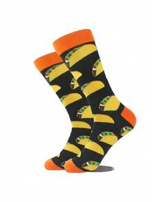 1/4 Pair Delicious Food Print Socks, Comfortable Breathable Mid-Calf Socks, Fun Daily Wear - Multicolor - View 13