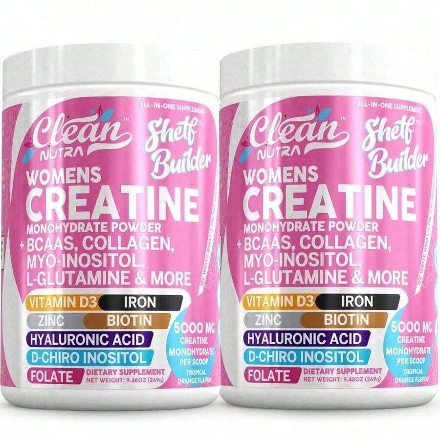Creatine For Women |   Creatine Monohydrate + BCAA Powder Myo-Inositol Collagen Biotin Hyaluronic Acid Folate L Glutamine Vitamin D3 Iron Zinc D-Chiro-Maca Digestion - 2瓶 - 查看 1
