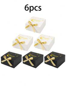 10个精美斋月主题纸质礼盒，饰有金色丝带蝴蝶结 - 黑白混合风格，精致的月亮和星星图案设计，结构坚固耐用，非常适合作为节日礼物、派对礼物、庆祝活动和交换礼物，以及日常分享。 - 彩色 - 查看 6