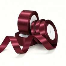 25 Yards/Roll Burgundy Satin Ribbon, Solid Shiny Fabric, Suitable For DIY Wedding Invitations, Bridal Bouquets, Gift Wrapping, Party Decorations, Sewing Crafts, Bridal Bouquet Accessories, Wedding Decorations - Burgundy - View 5