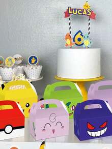 DOBBLE 8pcs/16pcs Party Candy Boxes, Cartoon Character Pattern Foldable Gift Bags, Suitable For Holiday, Birthday Party Supplies, Gift Packaging Boxes, Tote Bags - Multicolor - View 5