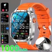 New Unisex Outdoor Smart Watch With 1.95" LED Flashlight, Multi-Function Fitness Tracker With Wireless Call, Message Push, Music Control, For Android & IOS - Black and White - View 15