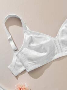 Áo ngực định hình cỡ lớn WINGSLOVE, không gọng, dây đeo rộng, chất liệu vải jacquard mềm mại và thoải mái, không có đệm mút, che phủ toàn diện, thích hợp mặc hàng ngày. - trắng - Xem 8