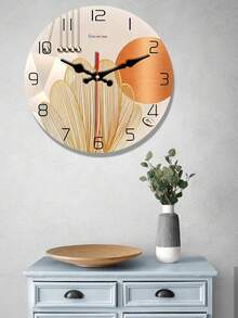 1pc Marble Wave Pattern Wall Clock, Wooden Round Silent Clock, Suitable For Living Room, Bedroom, Kitchen, Office Decor, Home Decor, Exquisite Gift For Friends, Battery Powered - Multicolor - View 8