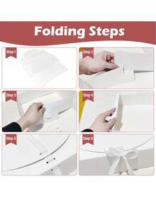 10个白色牛皮纸礼盒，带盖和丝带，适用于伴娘邀请函、包装、礼品、生日、情人节、母亲节等场合。（3种尺寸可选） - 白色 - 查看 7