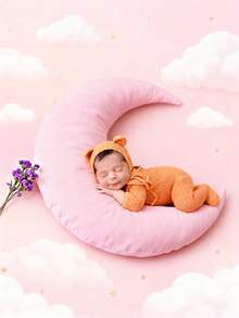 Newborn Moon Pillow, Baby Photography Props For Milestone Shoots, Infant Moon Pillow Cushion, Professional Newborn Photography Props/Baby Bed Soothing Mat - 彩色 - 查看 4