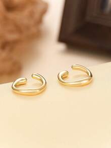 2pcs Minimalist Round Geometric Ear Cuffs, Suitable For Daily Wear For Women - Multicolor - View 5