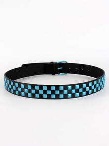 1 pieza Cinturón unisex estilo punk con remaches metálicos, cinturón ajustable para uso casual diario con vaqueros - Azul - Ver 3