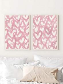 Conjunto de 2 Impressões de Corações Rosas, Arte de Parede de Corações Abstratos, Decoração de Parede Feminina e Elegante, Pôster Rosa, Arte de Impressão de Coração Rosa Brilhante, Presentes do Dia dos Namorados, Presentes para Casais, Decoração de Quarto, Decoração de Escritório, Decoração de Dormitório, Artes de Parede, Decoração de Parede, Decoração Doméstica, Decoração de Quarto, Arte em Tela, Pôsteres, Sem Moldura