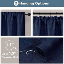 Chyhomenyc Navy Blue Valance For Windows, Light Filtering Faux Linen Slub Textured Small Kitchen Valance, Rod Pocket Top Window Short Curtain For Bathroom Basement Farmhouse, 60Wx18L Inch,60inchWx18inchL(Packof1),NavyBlue - 海軍藍 - 查看 8