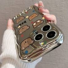 かわいいくま柄 電鋳防摔スマホケース for  17promax,16pro,15plus/14/13/12/11 シャイニーデザイン 衝撃保護 スタイリッシュ 携帯カバー 可愛いアニマルモチーフ スマホアクセサリー 軽量 耐衝撃 スクラッチ防止 ファッ - シルバー - チェックする 7