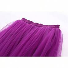 Falda larga de tul para mujer, longitud al piso con lazo de cintura alta, para vestido de boda y - M Ancho + marino - Ver 3