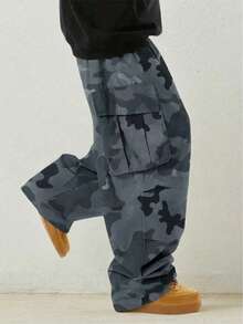Men's Casual Fashionable Cargo Pants, Outdoor Camouflage Cargo Pants, Spring/Autumn - Grey - View 4