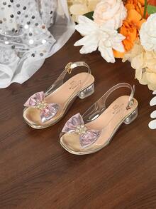 女童高跟鞋，粉色鞋子，儿童凉鞋，青少年高跟鞋 - 粉色 - 查看 6