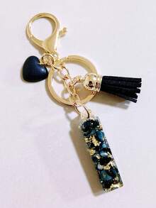 26款可选红色环氧树脂字母钥匙扣，可爱爱心流苏钥匙扣，时尚包包配饰钱包吊坠挂件，派对小礼物，送给朋友的合适礼物 - 黑色 - 查看 15