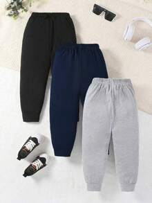 3 st höstsportbyxor för småbarn med broderad lappdekor - Multifärgad - Visa 2