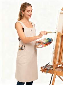 1pc Practical Cross-Back Apron With Large Pockets, Lightweight & Comfortable Interesting Kitchen Apron, Unisex, Suitable For Camping, Home Kitchen, Restaurant, Cafe, Cooking, Gardening, Housekeeping, Etc.