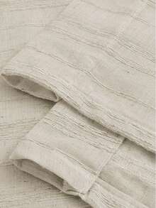 ستارة كتان مخططة بيج بتصميم رومانسي شفاف جزئيًا لنوافذ المطبخ والحمام الصغيرة قطعة واحدة