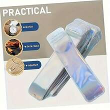 50 de pungi cadou cu laser curcubeu - Pungi reutilizabile cu fermoar din PP, holografice, colorate, ușor de curățat și durabile, potrivite pentru pixuri, pensule de machiaj, bijuterii, luciu de buze - utilizare zilnică și organizare accesorii mici, tratament holografic al suprafeței, geantă organizatoare ușoară, pasionați de frumusețe, articole esențiale de călătorie, geantă organizatoare la modă, structură robustă, geantă multifuncțională, iubitori de bijuterii, pungi cadou - 50 - Vizualizare 2