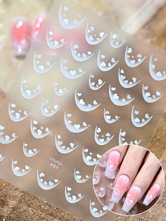 French Love Nail Stickers White Red Love Valentine's Day Charm Nail Decoration Accessories