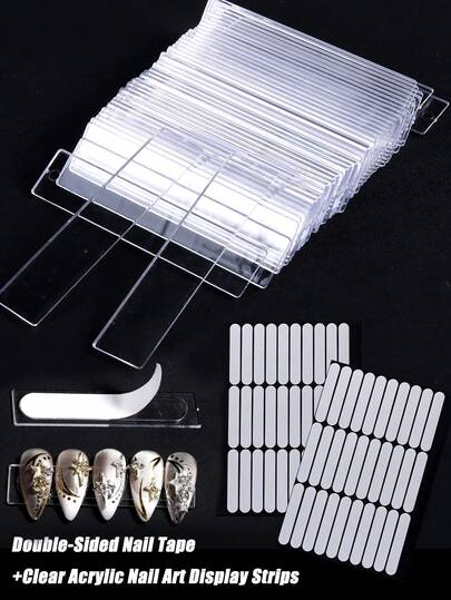透明亚克力美甲展示架，带双面可移除胶带 - 耐用型假指甲片收纳架，适用于美甲沙龙、美甲美足服务整理、美甲沙龙及水疗中心、美甲配件、有序展示