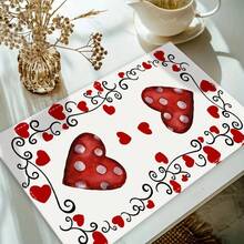 1/4/6 Pieces Of Placemats Heart-Shaped Red Dot Love Desktop Decoration Set Suitable For Wedding Season, Mother's Day Home Decoration Anniversary Party Romantic Decoration - 斑點紅心 - 查看 12