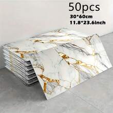 10/22 Pieces Of 3D Imitation Marble-Textured Tile Wall Stickers, Self-Adhesive PVC Wall Panels, Suitable For Home Decoration, Easy To Install, Applicable To Wall Renovation In Bathrooms, Living Rooms, Rooms, Bedrooms, And Offices, 30cm✖️60cm