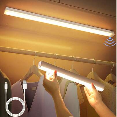 1 Đèn LED tủ cảm biến chuyển động, thông số kỹ thuật 10/20/30/50cm, sạc USB, hút từ tính, ánh sáng trắng và ấm, thích hợp chiếu sáng nhà cửa, nhà bếp, tủ quần áo, giá sách, phòng ngủ, hành lang, đèn cảm ứng cho xe RV (bao gồm pin)