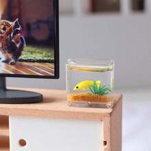 Charming Miniature Dollhouse Fish Tank -1:12 Dollhouse Miniature Fish Tank Simulation Aquarium Home Decor Toy Doll House Accessories, Perfect For Garden Decor & Desktop Display, Ideal Gift - Multicolor - View 6