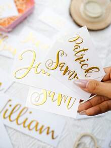 1/3/5pcs Personalized Name Stickers, 1.5-3 Inch Labels, Name Stickers, Customized Gold Stickers, Gold UV Name Stickers, Date Stickers, DIY Gifts, Handmade Items, Customized UV Stickers, Wedding Stickers, Gift UV Stickers - Gold - View 7