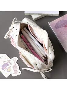 1pc Cartoon Plush Pencil Case, Cute Caterpillar Soft Plush Unicorn Stress Relief, Student Stationery Organizer Cosmetic Bag Pencil Box - Pencil Case - View 3
