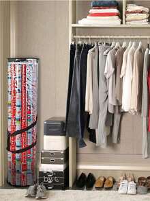 1pc Transparent Gift Packaging Storage Bag, Holiday Paper Tube Storage Bag, PVC Packaging Paper Storage Bag With Zipper And Handle, Portable Tubular Container, Transparent Christmas & New Year Gift Packaging Storage Container, Large Capacity With Pocket, Foldable Packaging Paper Storage Rack - Black - View 8