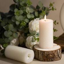 4支蜂蜡蜡烛，蜂巢纹理，蜂蜜香味，适用于蜡烛工艺、节日蜡烛装饰 | 非常适合母亲节、情人节、圣诞节、家居装饰、教堂、瑜伽、婚礼装饰（尺寸：3.50 x 10 厘米） - 彩色 - 查看 10