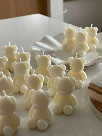 4 pièces/set Bougies parfumées mignonnes mini ours DIY, cadeau de remise des diplômes et d'anniversaire, décoration de chambre, ambiance de la maison