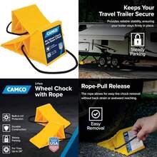 Camco 44432 Wheel Chock Without Rope, Helps Keep Your Trailer or RV In Place (Pack of 1)(Con diseño de cuerda Paquete con 2) - Multicolor - Ver 1