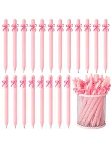 4pcs/Set Random Bow Tie Ballpoint Pen Gift Set, Retractable Bow Tie Black Ink Pens, Bow Tie Party Favors For Girls, School, Birthday, Office Supplies, Wedding, Elegant Design, Fashion Stationery, Smooth Writing, Bridesmaids, Women Gifts - Multicolor - View 11