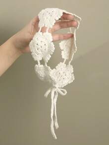 1件波西米亚风手工花卉发带，适合日常佩戴和春季外出，可用作头巾、吸汗带、学校/学院用品、秋冬季发带、女士节日服装配饰、优雅围巾、女士头巾、柔软发带。