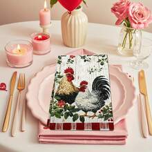 2pcs [Roster Kitchen Towels] Rooster And Hen Animal Kitchen Towels - Vibrant Red And White Checkered Design With Green Leaves, Super Absorbent Microfiber Material, Perfect For Cooking, Baking, And Cleaning, Ideal Gift For Homeowners And Housewarming Parties, Kitchen Cleaning Cloths 16x24 Inch For Birthday Anniversaries, Valentine's Day, Thanksgiving, Christmas, Halloween, Wedding, New Year Gifts Provide, Ideal Gifts For Her, Him, Family Members, Boyfriends, Girlfriends, Fathers, Family Members, Mothers, Lovers, Daughters, Sons, Grandfathers, Grandmothers, Friends, Classmates And Pets KitchenTowel, Kitchen Sofa, Bed, Car, Bedroom, Living Room, Office, Outdoor Camping, Beach, Wall Decoration, Bedroom Decor, Fall Decor, Fall Decorations For Home, Christmas Party Theme KitchenTowel, Christmas Decor - 亮色25 - 查看 4