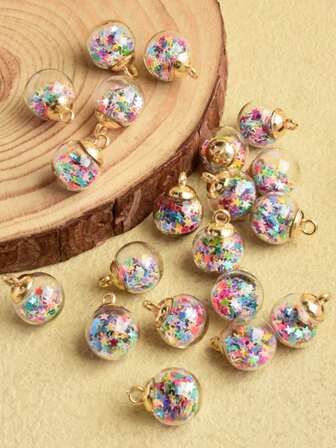 10/20pcs 15x21mm Fashion Star Detail Round Ball,Transparent Glass Ball Pendant ,Star Fragments Filled Pendant DIY Pendant For Women For DIY Jewelry Making