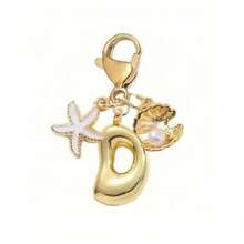 1pc A-Z Alphabet Gold Bubble Letter Cute Pendant Keychain, Shell And Starfish Accessories, Keychain, Ring Bag, Backpack Pendant, Car Pendant, Perfect Vacation, Shopping, Beach, Camping, Wallet And Handbag Accessories. Suitable For Women, Friends, Classmates Gift Decoration, Fashion Creative Design Birthday Gift Accessories, Summer Bag Charms, Ladies' Fashion Accessory, Durable Metal Keyring, Aesthetic Gift Idea, Novelty Keychain, Back To School Car Accessories Goth Y2k - A - Xem 4