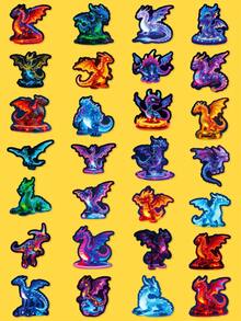56Pcs Neon Cool Dragon Stickers, Fashion Gradient Various Western Dragon Animal Graffiti Stickers, Waterproof Decals For Phone Case Water Bottle Travel Suitcase, Back To School Rewards - Multicolor - View 5