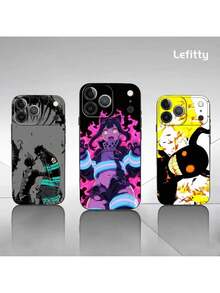 F-Fire F-Compatible con funda de teléfono de anime compatible con 17 16 15 14 13 12 11 Pro Xs Max Mini XR X Plus, funda negra mate suave, compatible con funda  17 pro max, funda  17 pro, funda  17, funda  16, funda  16 pro max, funda  15 - Z5 - Ver 3