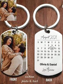 Custom Personalized Wedding Date Keychain, Photo Calendar Keyring, Best Wishes For The Wedding, Gifts For Good Friends, Birthdays, Christmas, Mother's Day, Father's Day, Surprises For Mom, Back-To-School Gifts, Cute Car Keychains - Silver - View 1