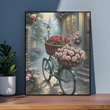 1pc 5D Diamond Painting Kit - "Flower-Laden Street: Gentle Poetic Lines Emerging From The Fireworks" - Large Size Full Diamond Art DIY Diamond Painting Set, Frameless Mosaic Full Round Acrylic Diamond Art DIY Diamond Painting Set, Ideal Home Decor Gift For Home And Office Desk - Multicolor - View 2