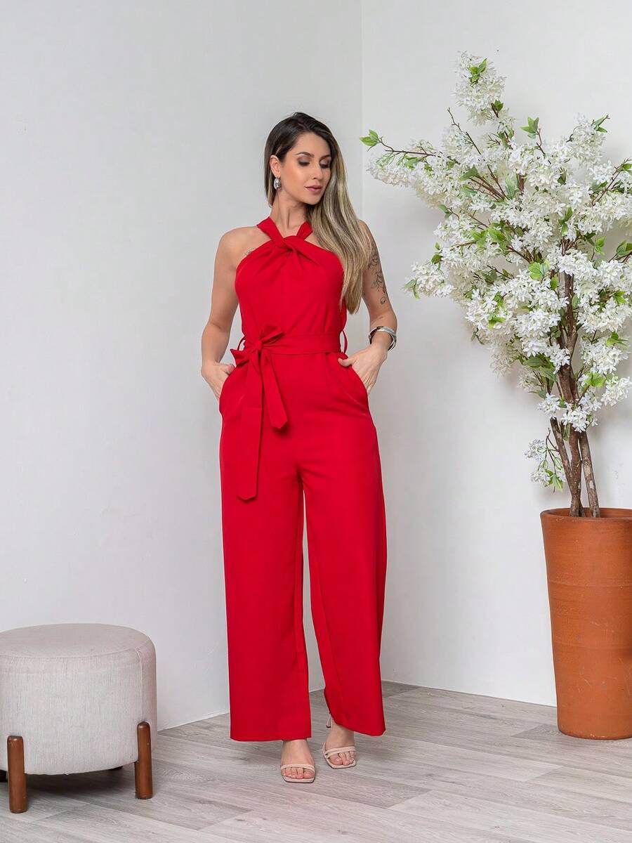 Tailored Jumpsuit With Zipper M3094 - Rojo - Ver 1