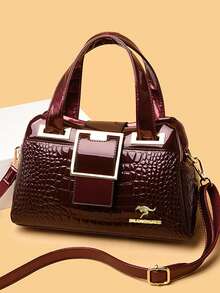 Luxury Designer Handbag Brand Crossbody Bags For Women New Crocodile Pattern Leather Shoulder Bags Casual Tote Bag 2025 , Gifts For Women - Burgundy - View 7